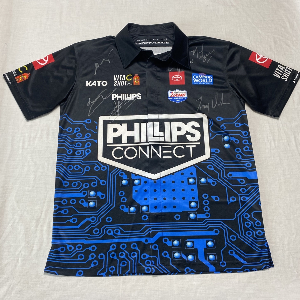 Signed NHRA Racing Shirt Philips Connect Toyota Lucas Oil Autographed Jersey